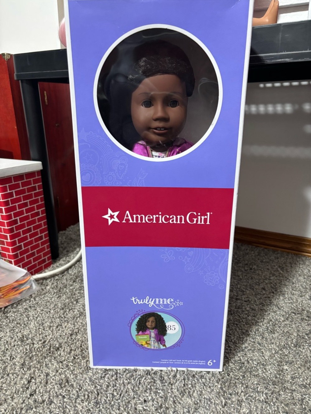 American Girl Doll in Purple Outfit with Dark Brown Skin